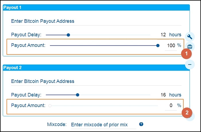 Adjust the distribution percentages for the two wallets