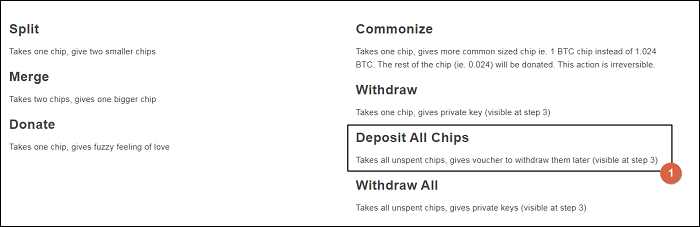 Deposit the coins into the voucher at ChipMixer