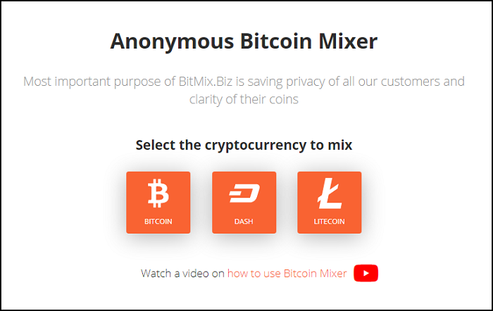 Choose the crypto to mix