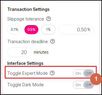 Acivate the advanced mode of settings