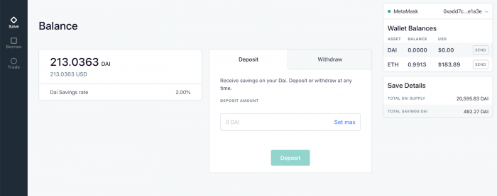 Save in Oasis app with the Dai Saving Rate