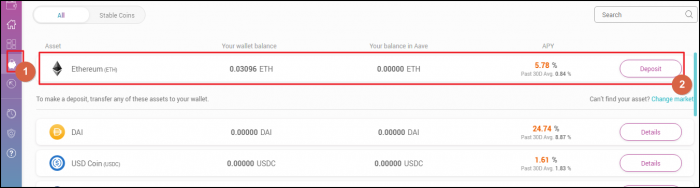 Deposit Ethereum to Aave