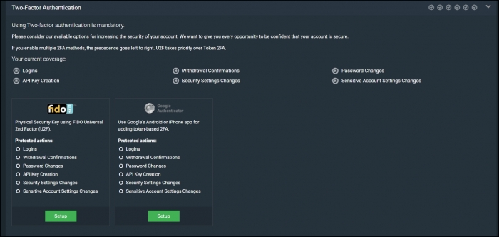 Two-factor authentication setup