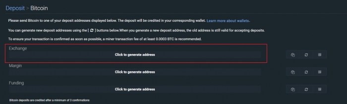 Bitfinex deposit address generation